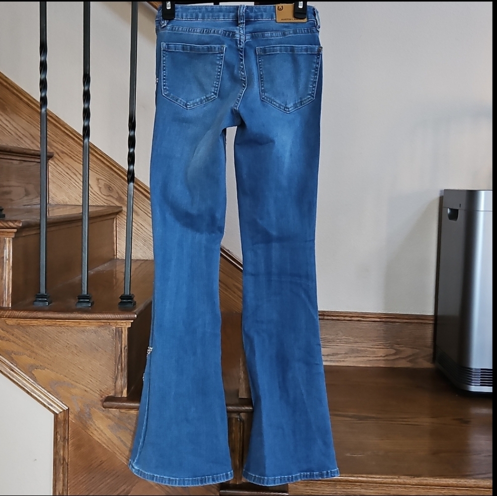 Austin Landing Rhinestone Star-Embellished  Bootcut Blue Jeans - Picture 4 of 7